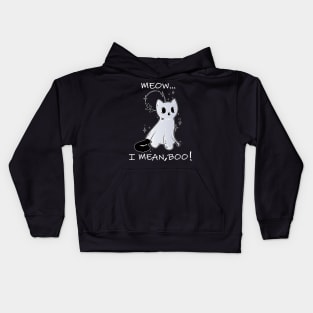 meow i mean boo, cute funny cat lovers Kids Hoodie